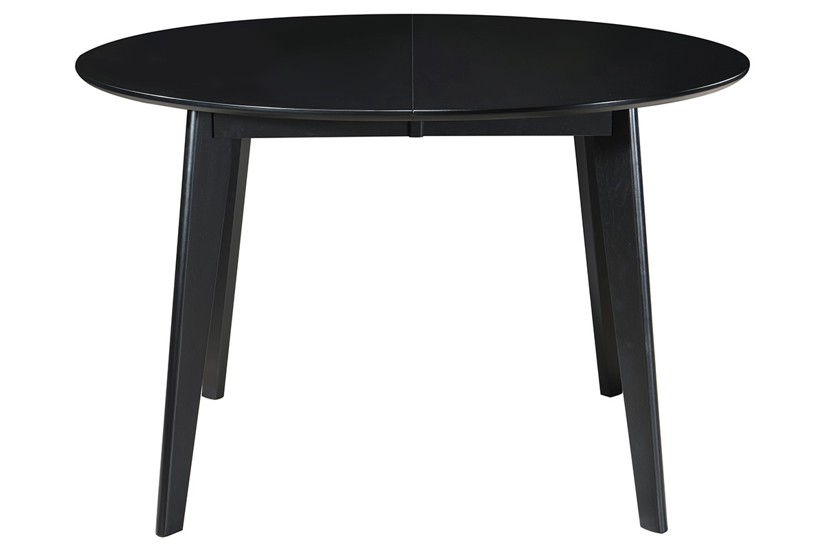 Table à manger design extensible ronde noire L120-150 cm LEENA