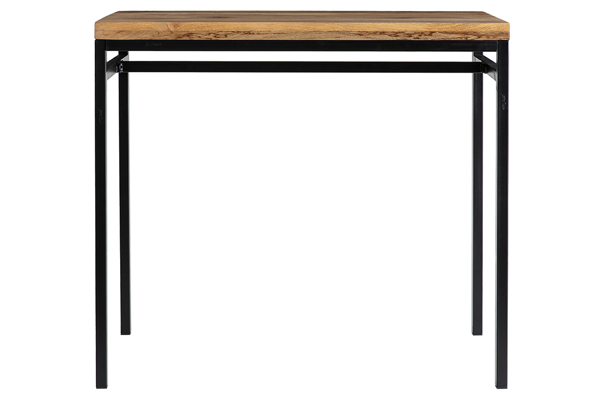 Table haute industrielle en bois manguier massif et métal noir L115 cm YPSTER