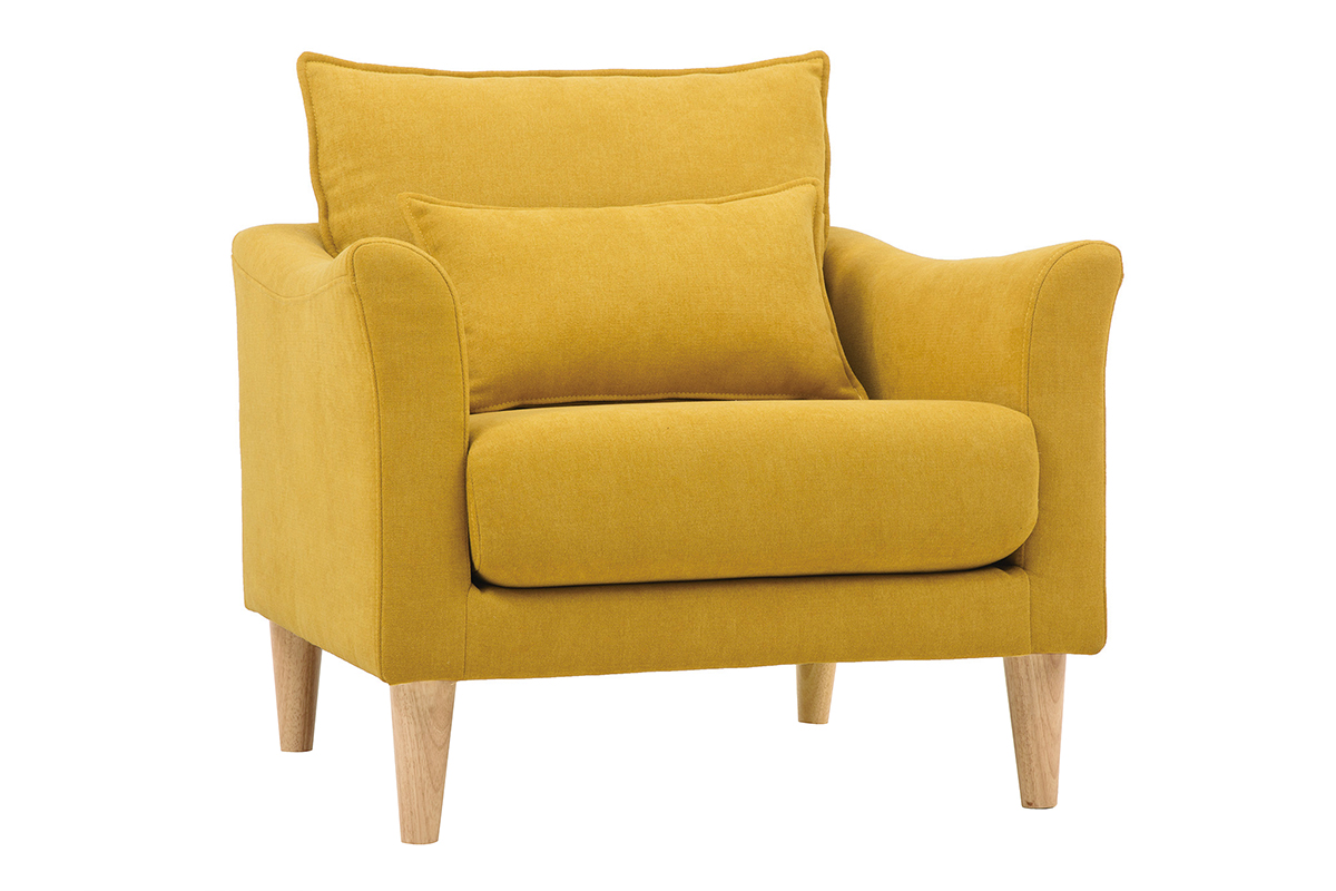 Poltrona design effetto velluto giallo senape KATE