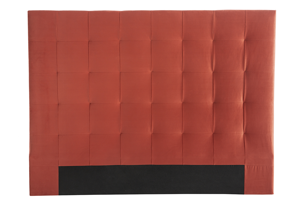 Tête de lit capitonnée en tissu velours terracotta L160 cm HALCIONA