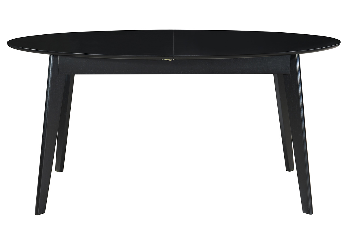 Table extensible rallonges intégrées ovale en bois noir L160-200 cm MARIK