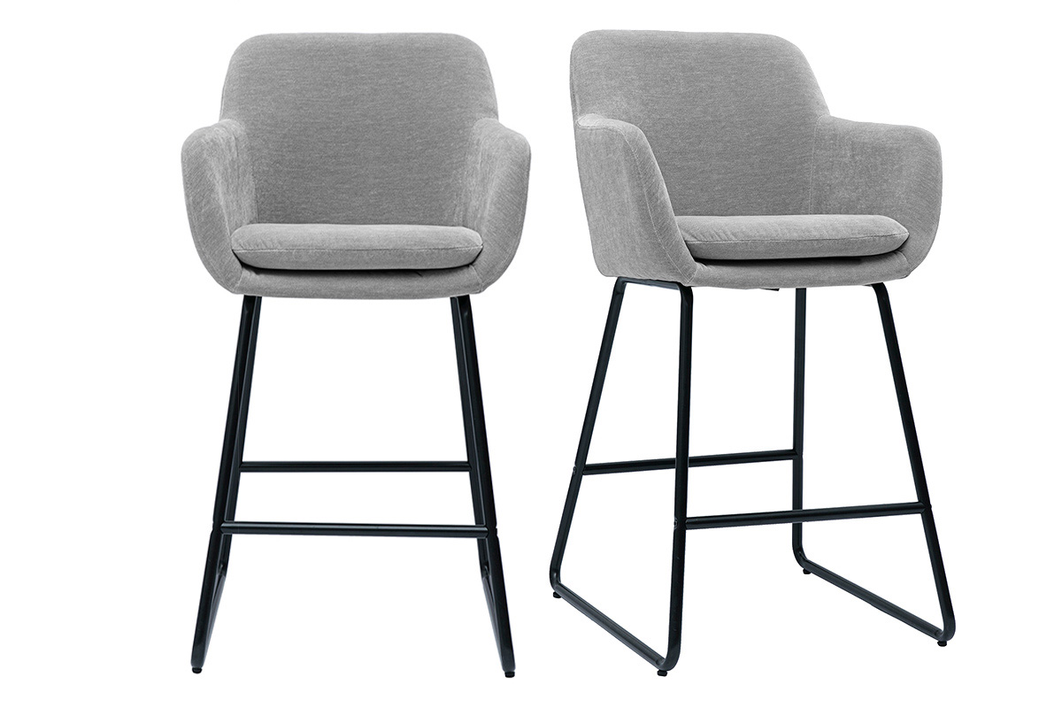 Set di 2 sgabelli in tessuto effetto velluto grigio 65 cm AMIKA