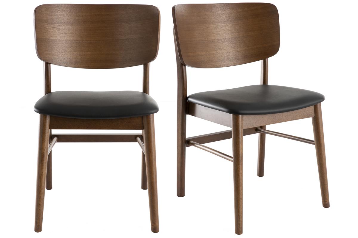 Chaises en bois foncé et noir (lot de 2) SHELDON