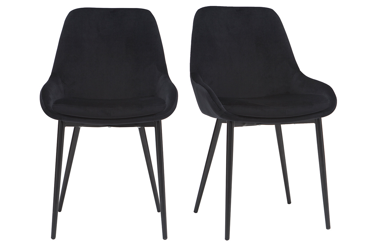 Chaises design noires en tissu velours et métal (lot de 2) HOLO