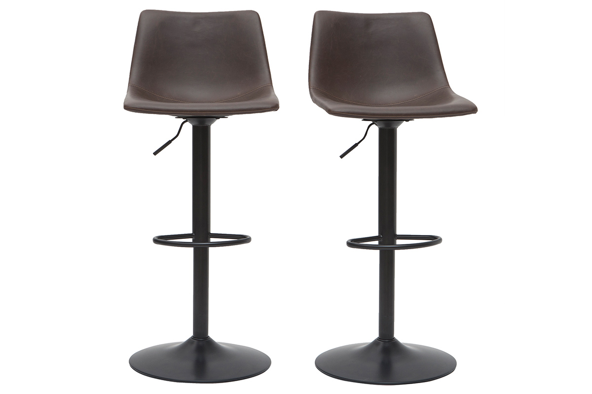 Tabourets de bar vintage réglables pivotants marron (lot de 2) NEW ROCK