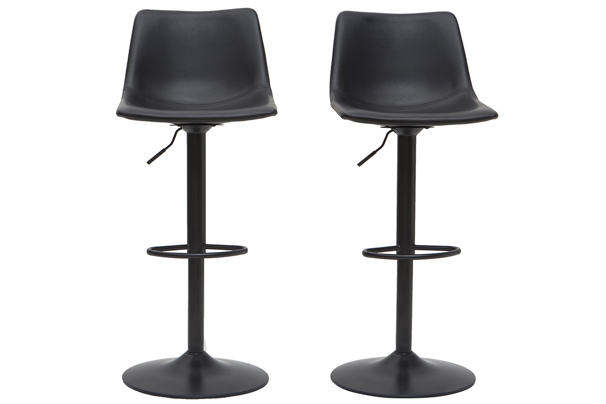 Tabourets de bar vintage réglables pivotants noirs (lot de 2) NEW ROCK