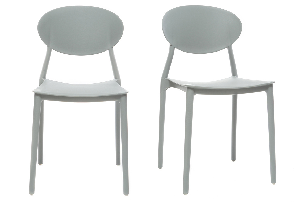 Chaises design empilables gris clair intérieur - extérieur (lot de 2) ANNA