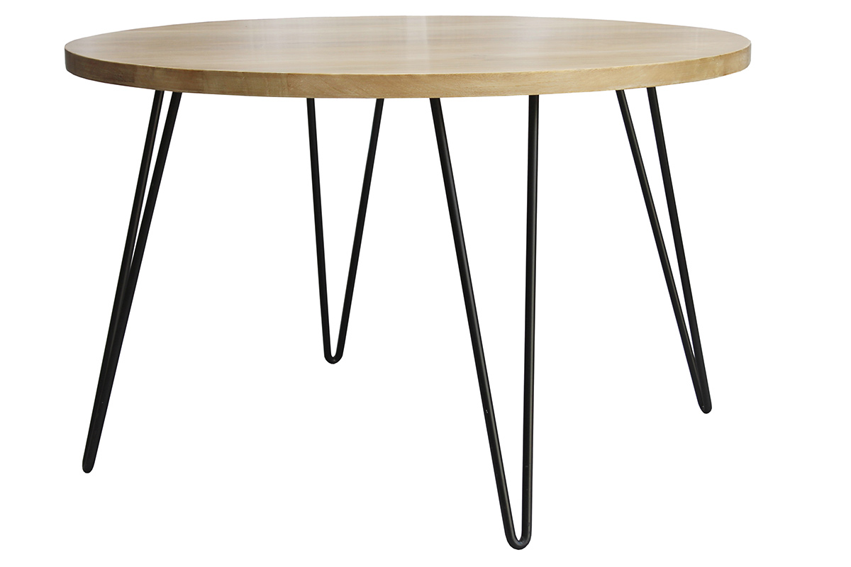 Table à manger ronde en bois manguier massif D116 cm VIBES