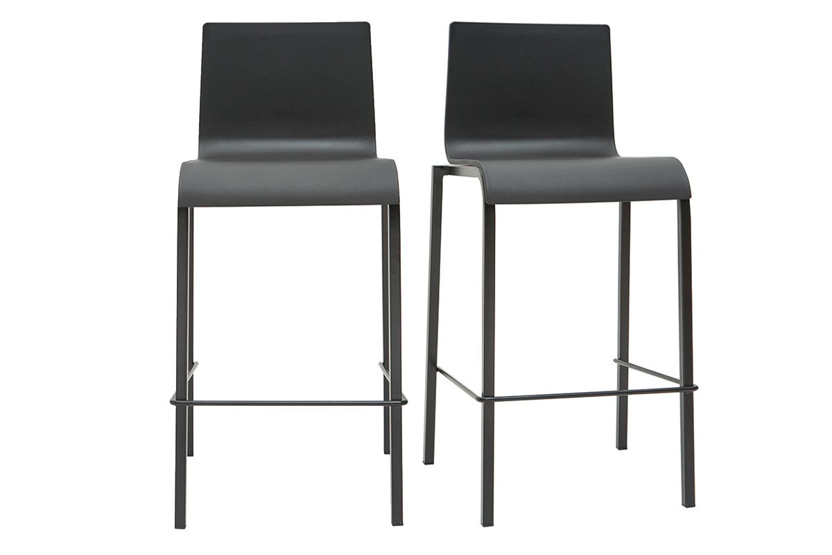 Sgabelli da bar di design impilabili neri H65 cm (set di 2) KUPA