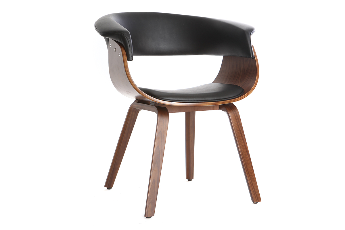 Chaise design noir et bois foncé noyer OKTAV
