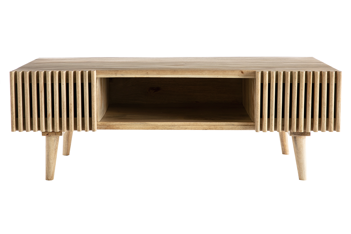 Mesa de centro en mango macizo con puertas correderas ALBA