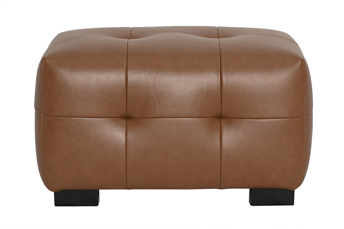 Pouf repose-pieds design en cuir marron CORTO