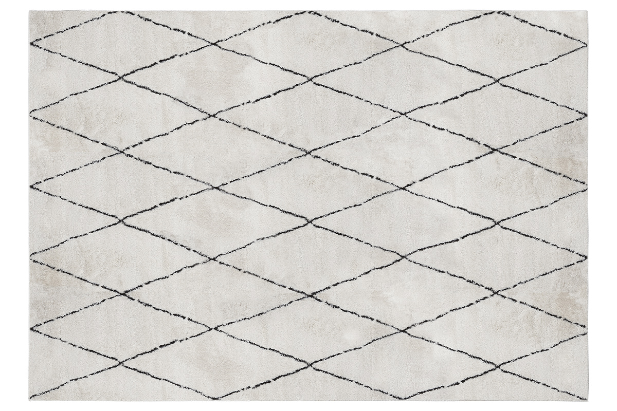 Tapis rectangulaire à motifs losanges noirs 200 x 300 cm SILAN