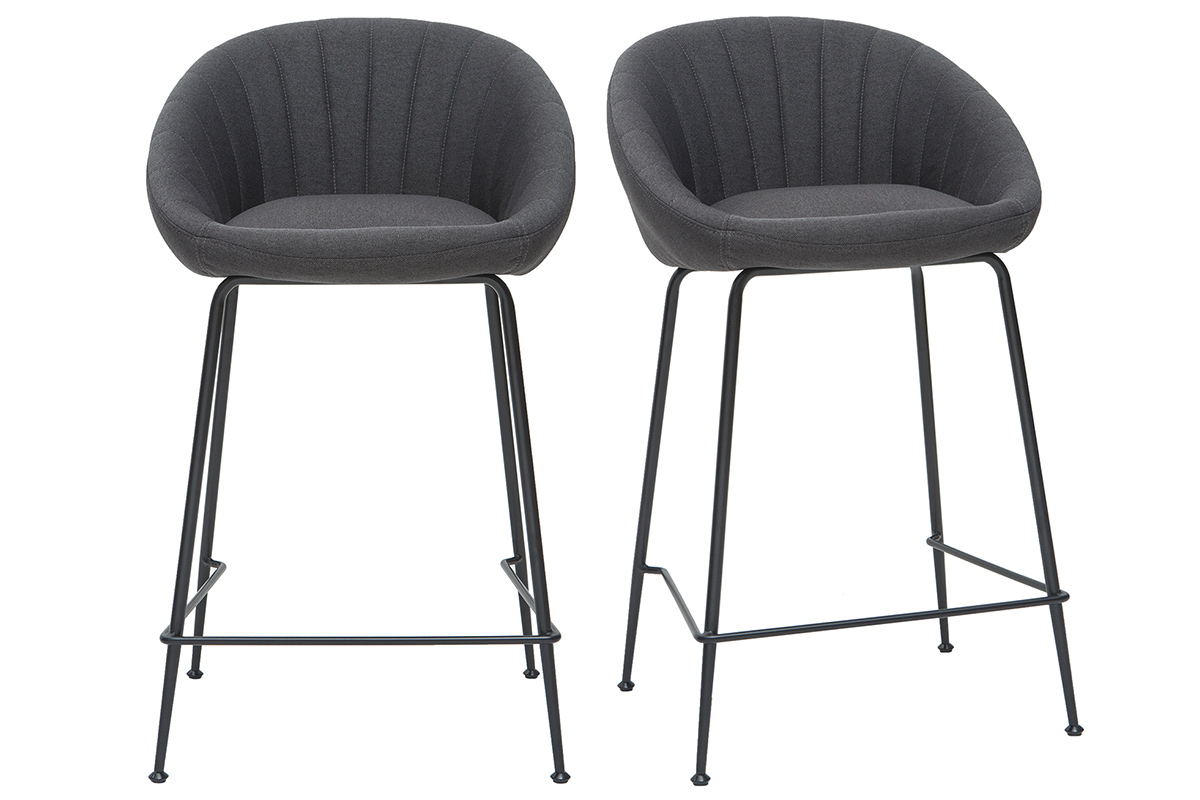Tabourets de bar design tissu gris foncé 65 cm (lot de 2) SHERU