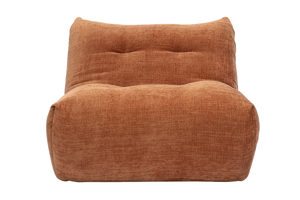 Fauteuil lounge en tissu effet velours texturé terre brûlée BUMPY
