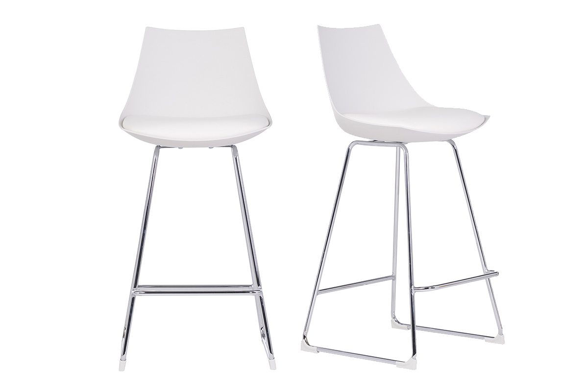 Set di 2 sgabelli da bar design bianchi 65 cm JUNE