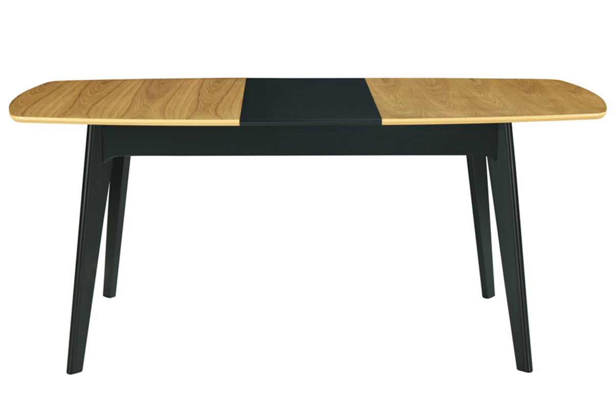 Table extensible rallonges intégrées rectangulaire bois et noir L140-180 cm MEENA
