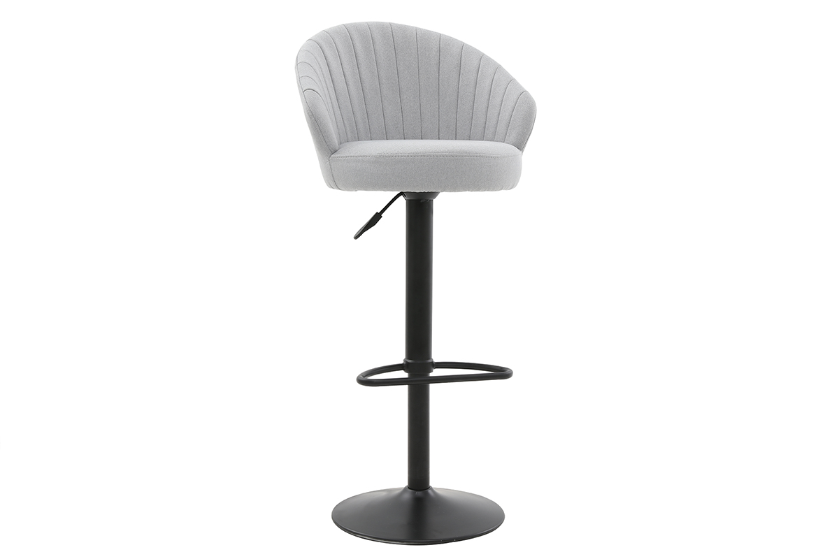 Tabouret de bar design réglable et pivotant en tissu gris IZAAC