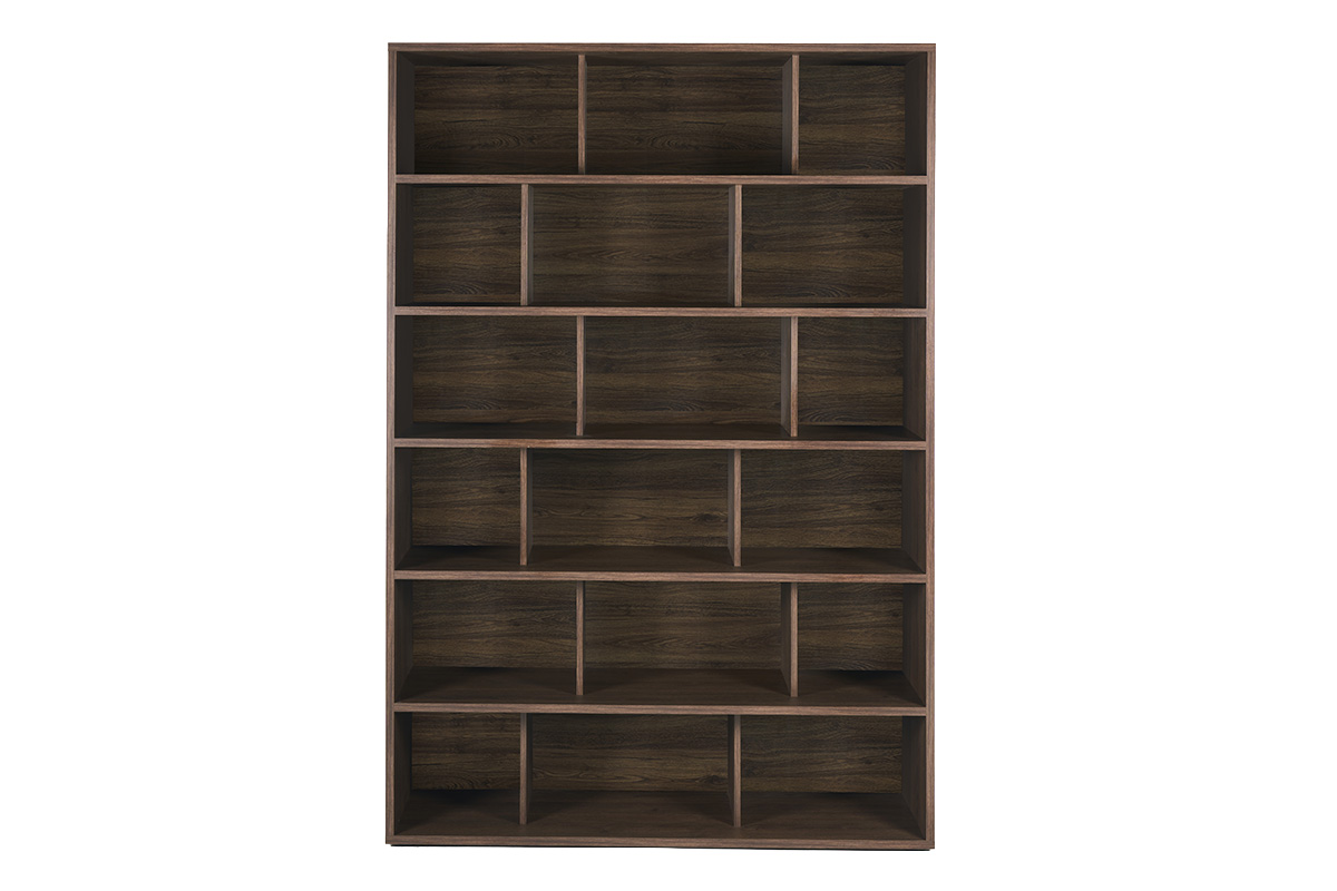 Bibliothèque scandinave finition bois foncé noyer L140 cm EPURE