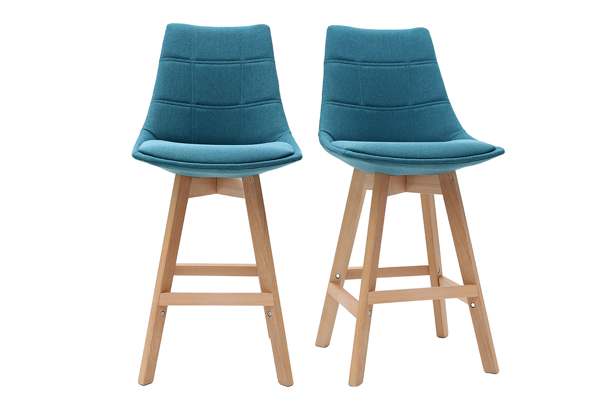Tabourets de bar scandinaves bleu canard 65 cm (lot de 2) MATILDE