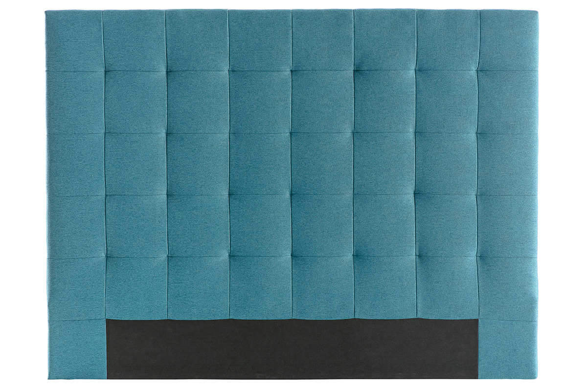 Tête de lit capitonnée en tissu bleu canard L140 cm HALCIONA