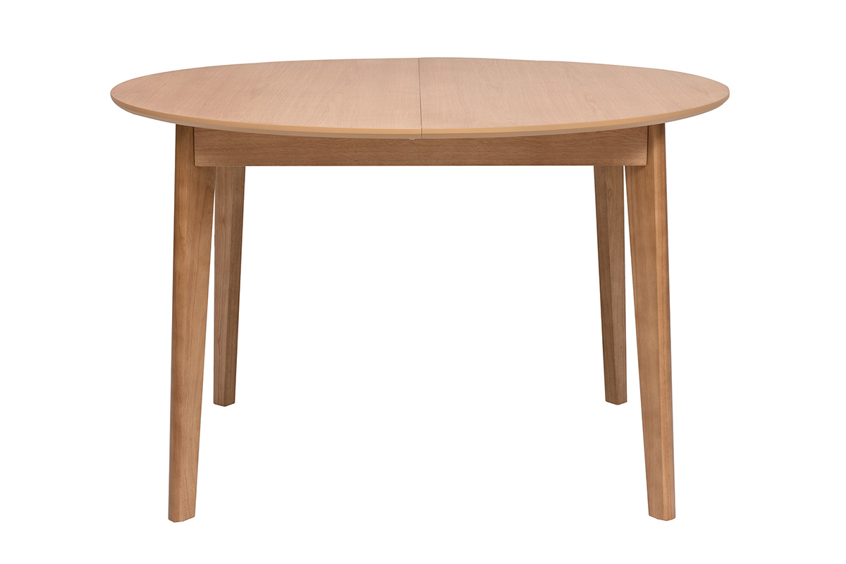 Table à manger ronde extensible en bois clair chêne L120-150 cm ANSEL