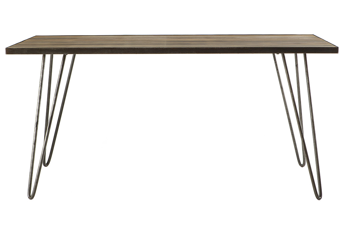 Table à manger industrielle bois manguier massif et métal L160 cm ATELIER