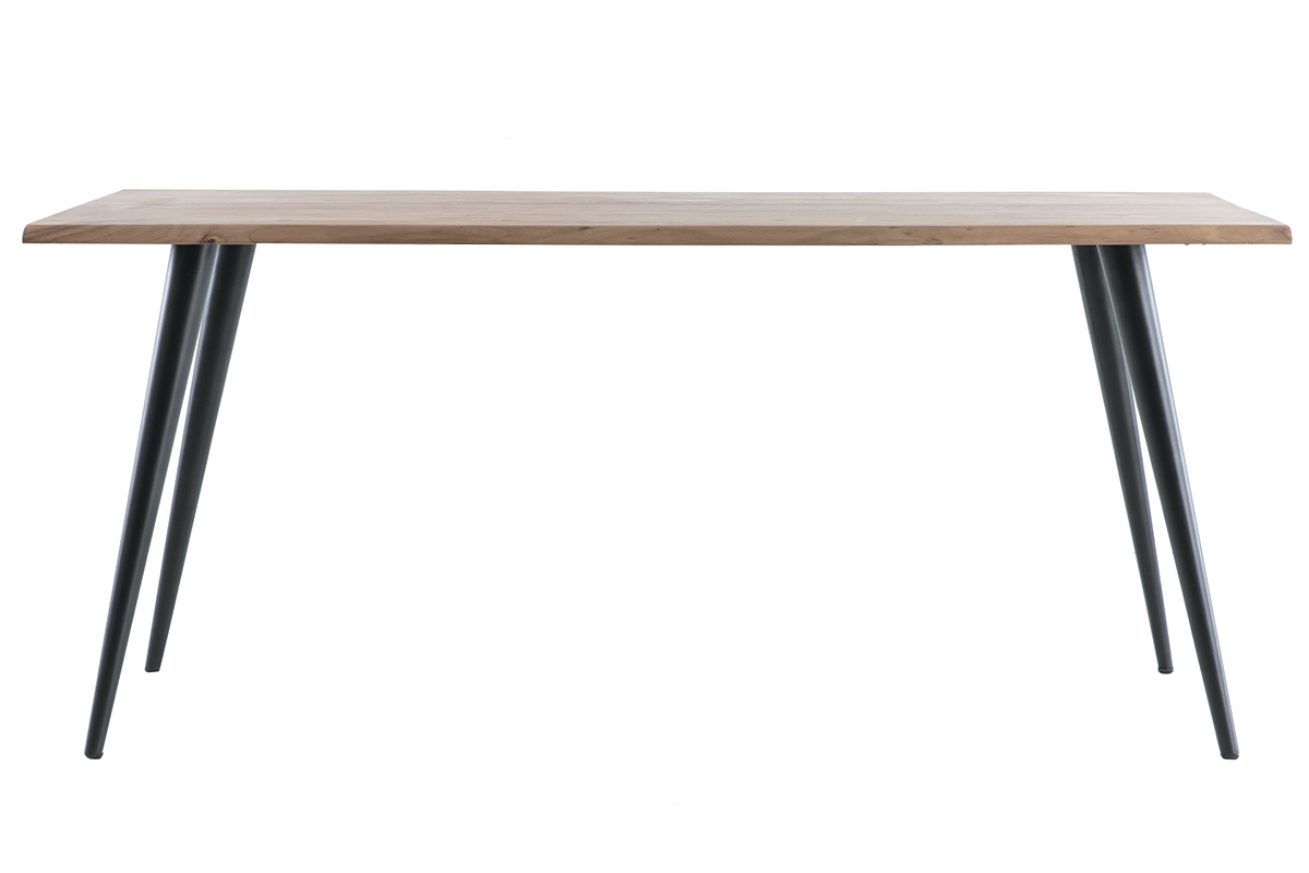 Table à manger rectangulaire industrielle en bois massif et métal noir L175 cm EDGE