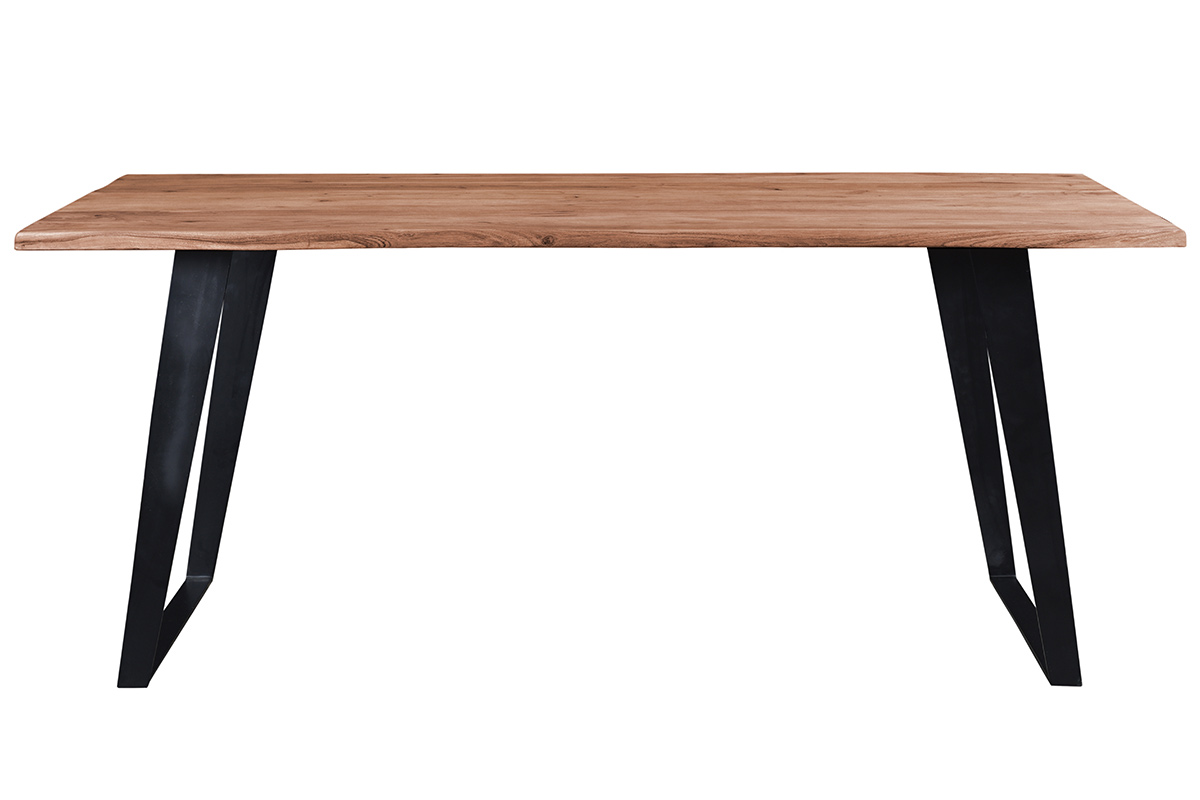 Table à manger rectangulaire en bois massif et métal noir L175 cm KORA