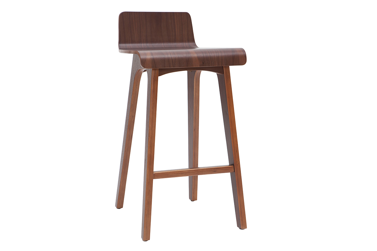 Chaise de bar scandinave bois foncé H65 cm BALTIK