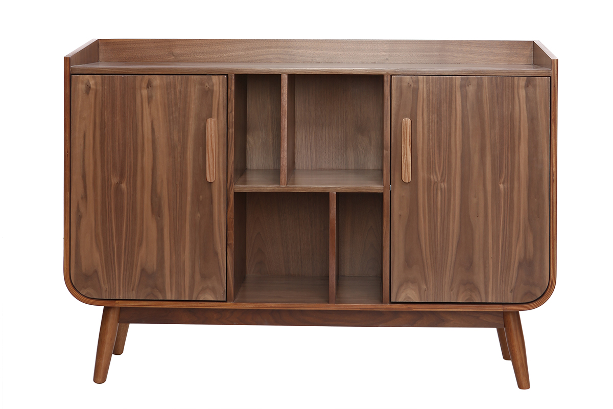 Buffet vintage en bois foncé noyer 2 portes L122 cm HALLEN