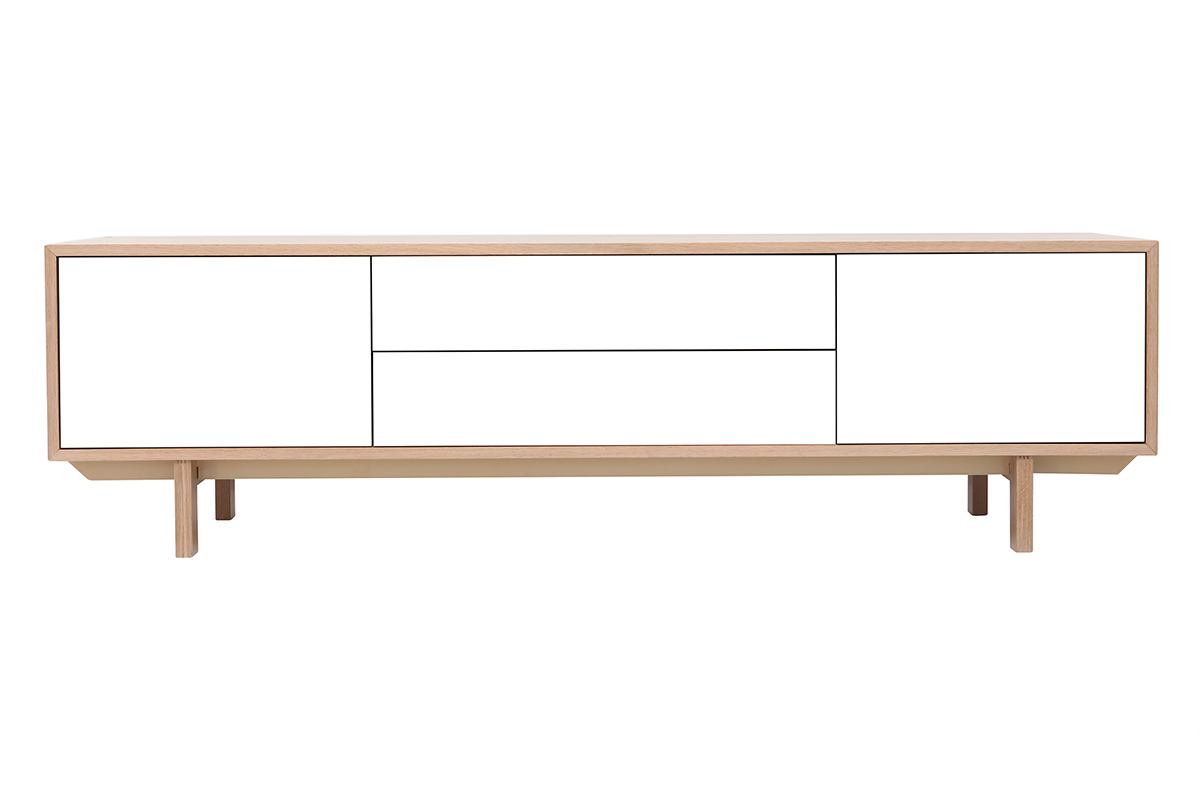 Mueble TV nórdico madera y blanco 180cm SID