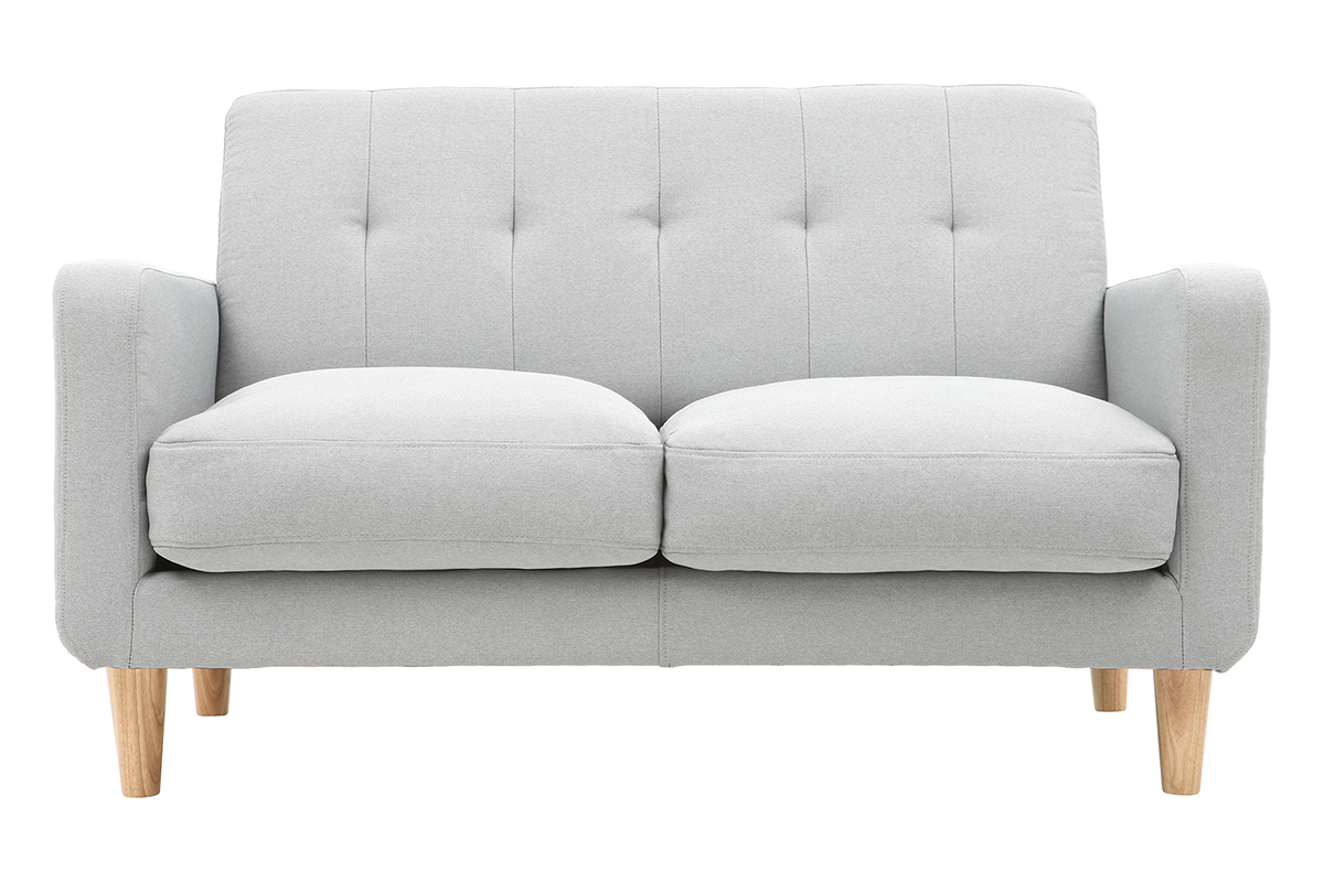 Divano design scandinavo a 2 posti tessuto grigio chiaro LUNA