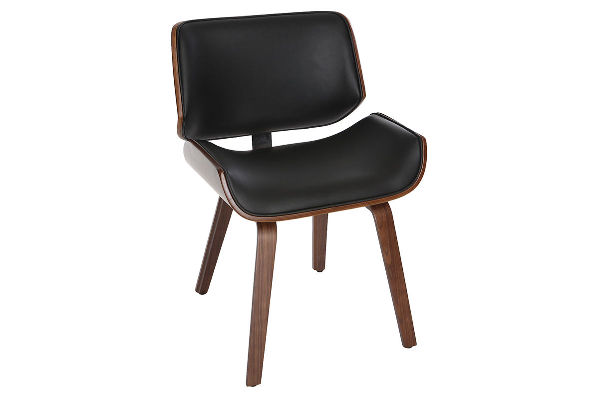 Chaise design noir et bois foncé RUBBENS