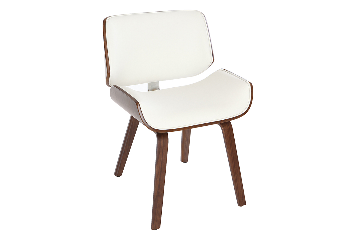 Chaise design blanc et bois foncé RUBBENS
