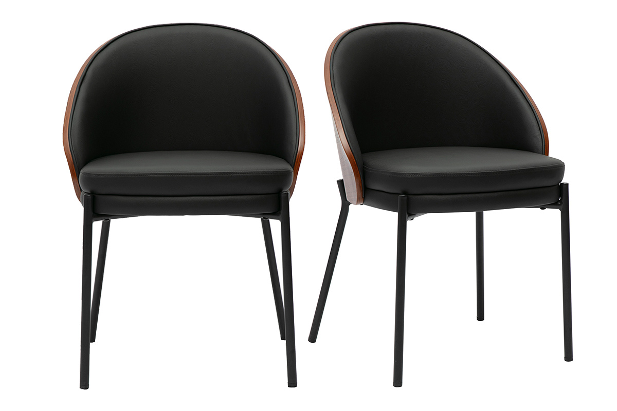 Chaises noires, bois foncé et métal (lot de 2) TUCSON