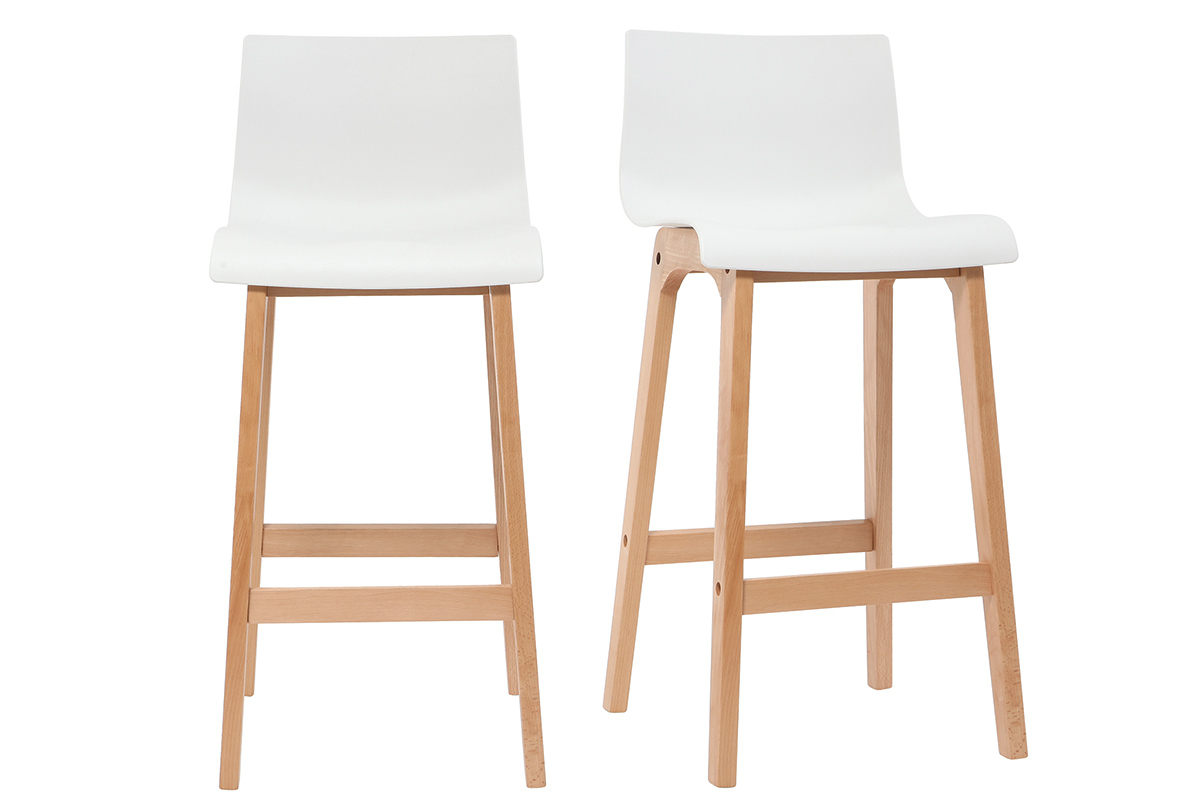 Sgabello da bar design legno e bianco 75cm set di 2 NEW SURF