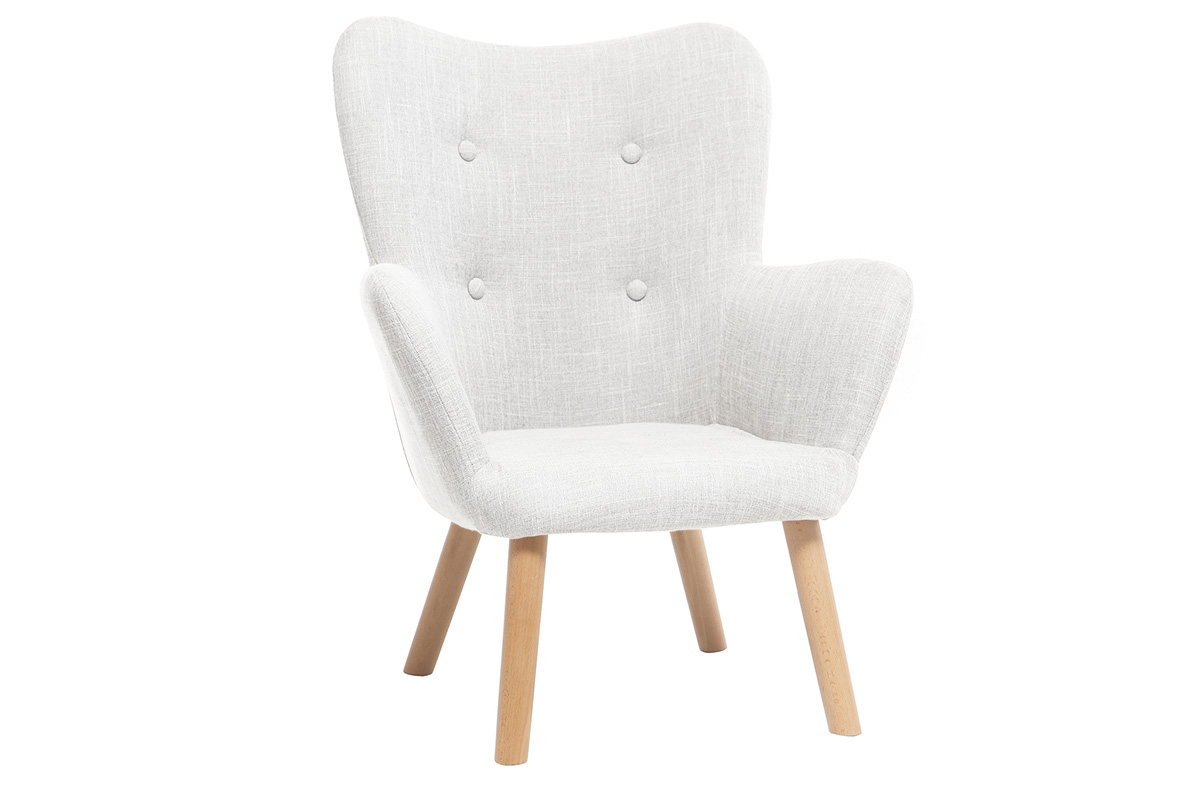 Fauteuil enfant scandinave en tissu gris polaire et bois clair BABY BRISTOL