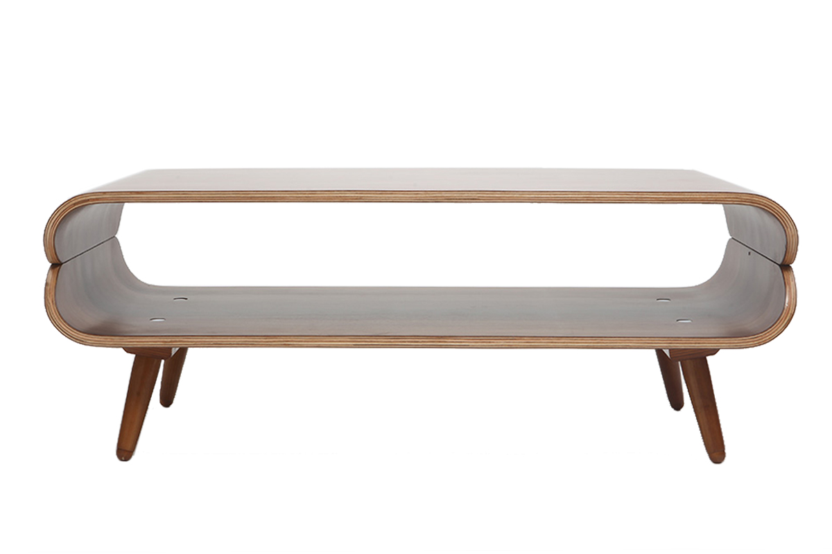 Table basse rectangulaire vintage bois foncé noyer L118 cm TAKLA