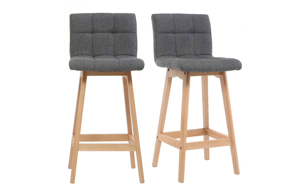 Tabourets de bar bois et gris foncé H65 cm (lot de 2) KLARIS