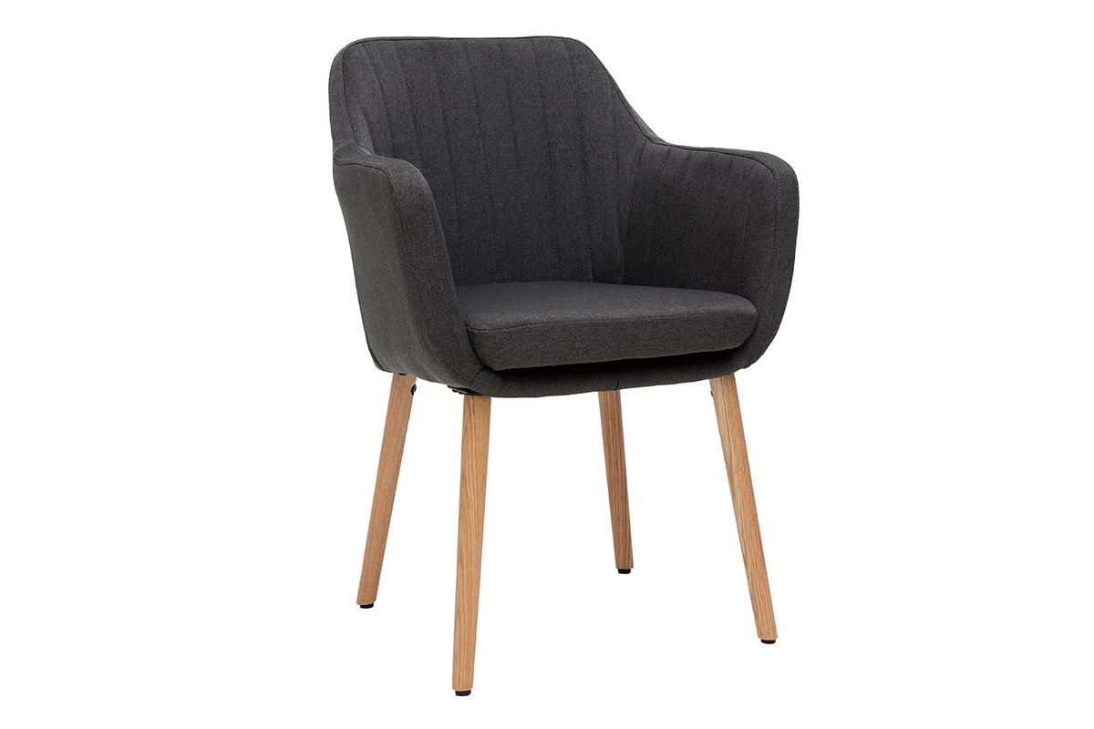 Sillón escandinavo gris oscuro y patas roble ALEYNA