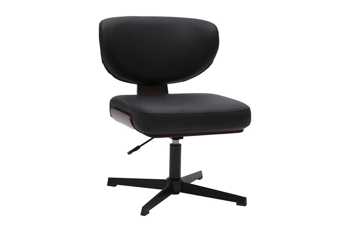 Chaise de bureau noire et bois foncé noyer HANZ