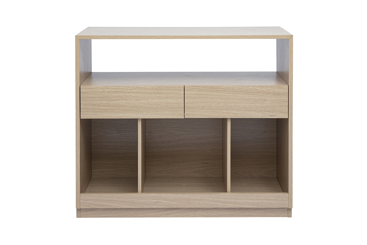 Console avec tiroirs finition bois clair chêne L100 cm RUBINA