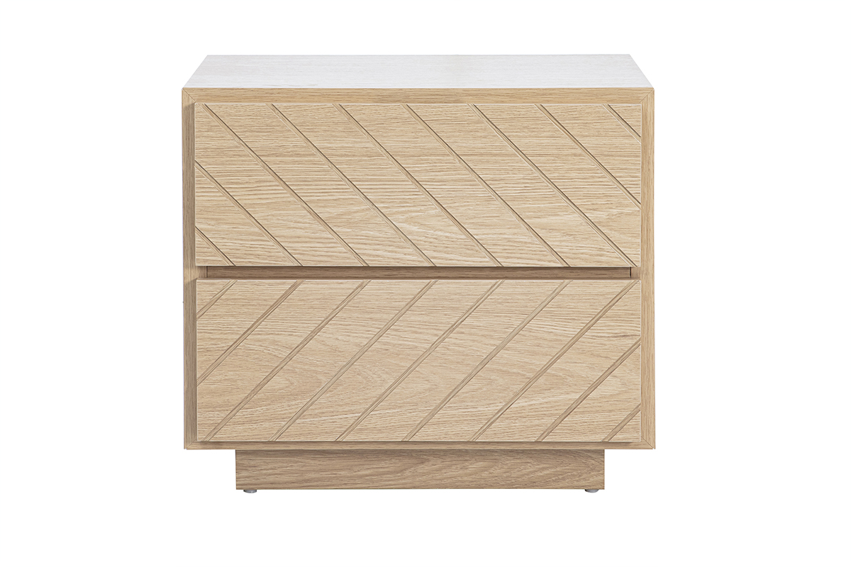 Table de chevet avec rangements 2 tiroirs finition bois chêne MATALA