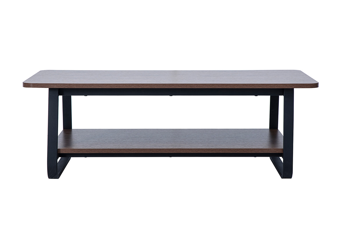 Table basse rectangulaire finition bois noyer et métal L120 cm MICHA