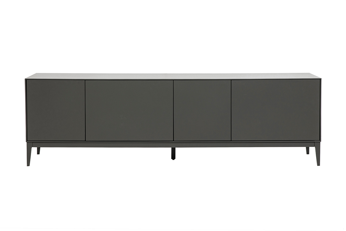 Meuble TV design gris laqué brillant avec rangements L180 cm GRAY