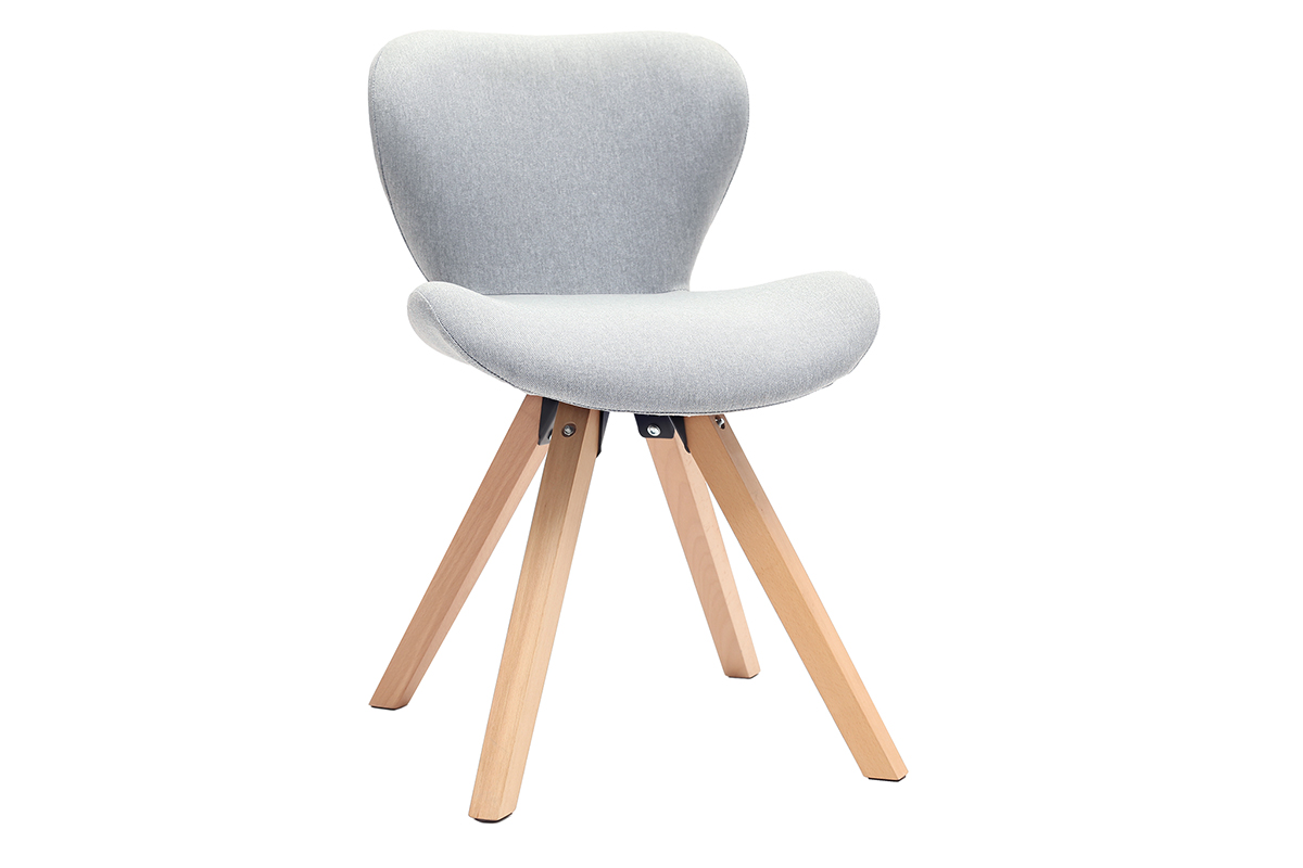 Sedia scandinava tessuto grigio gambe legno chiaro ANYA