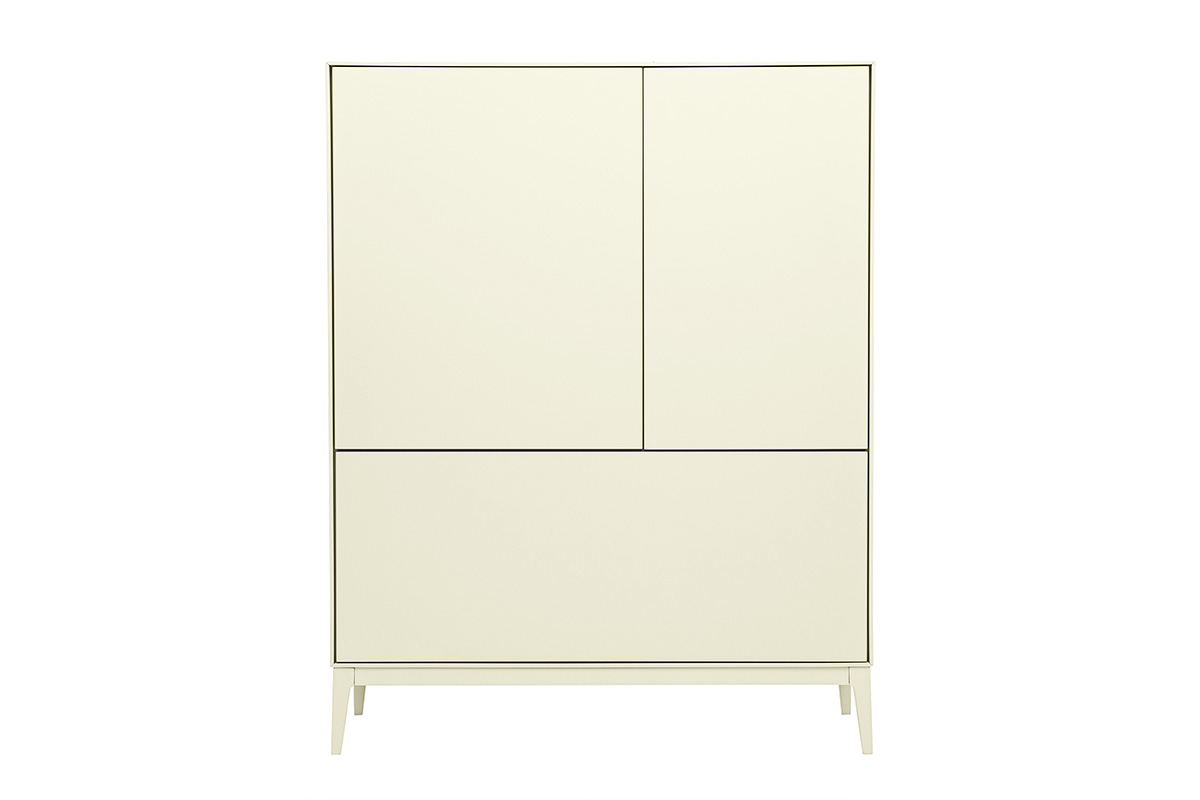 Buffet haut beige laqué mat 2 portes 1 tiroir L90 cm GRAY