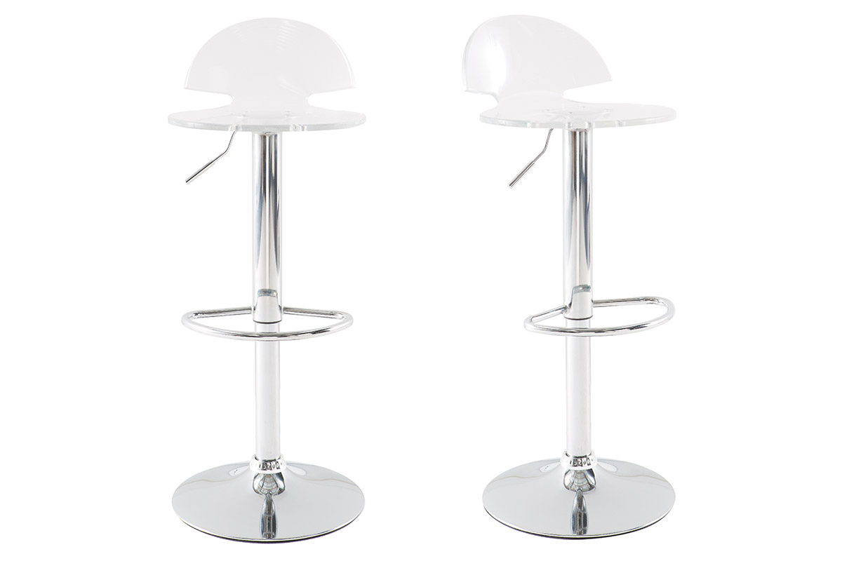 Tabourets de bar design plexiglas transparent (lot de 2) ORION