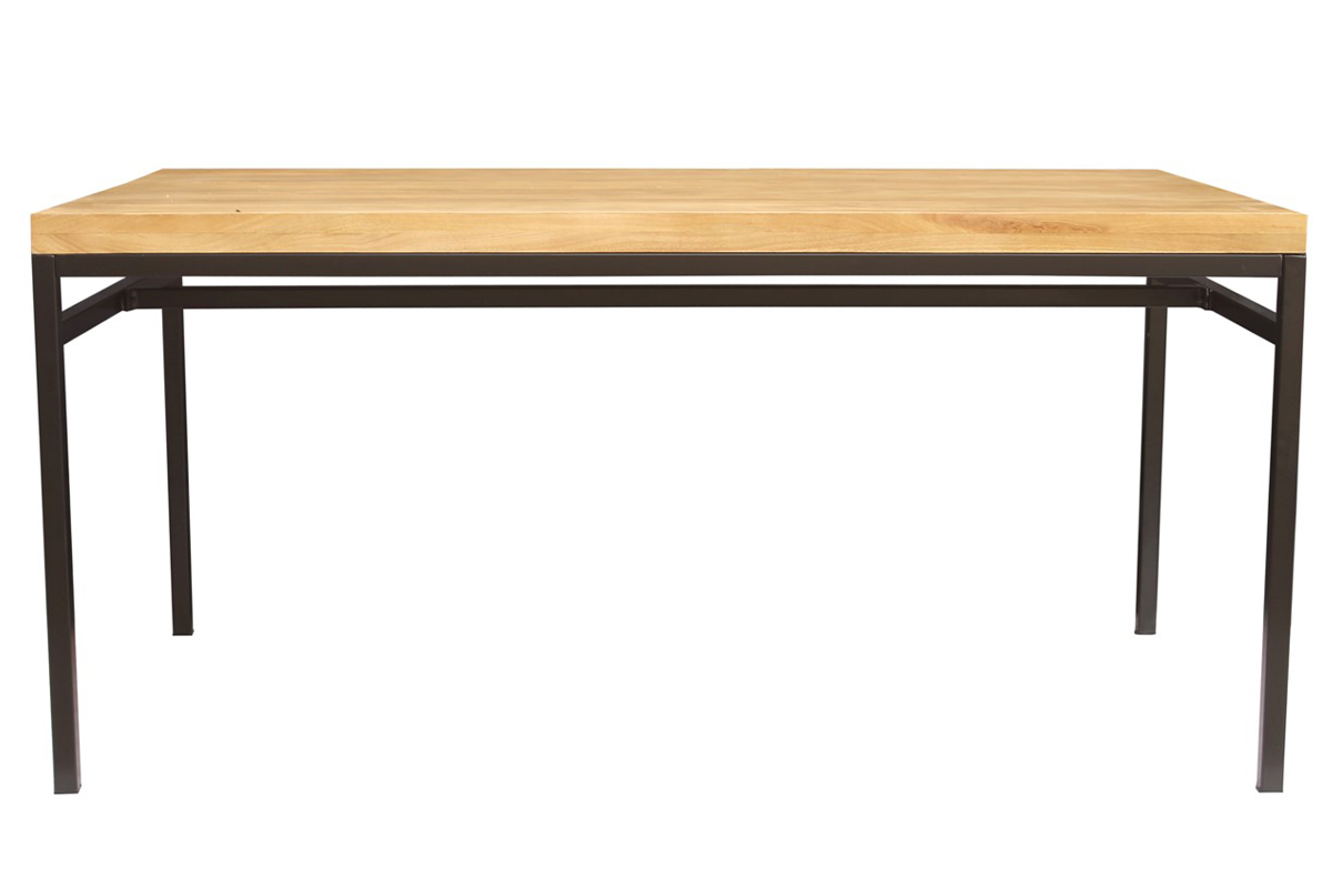 Table à manger industrielle bois manguier massif et métal L160 cm YPSTER